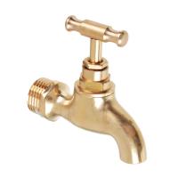 Кран водоразборный 1/2" (15 мм) короткий излив, ручка вентиль, латунь (1/16)