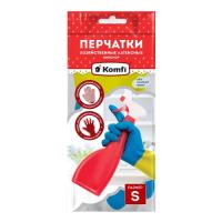 Перчатки латексные "Komfi БИКОЛОР" прочные БЕЖЕВО-БИРЮЗОВЫЙ (7/S) (1/12/144)