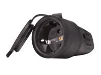 Штепсель с/з 16 А черный IP44  (КАУЧУК) UNIVersal (25/200)