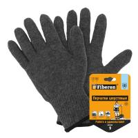 Перчатки УТЕПЛЕННЫЕ одинарные "FIBERON" без пвх (шерсть 70%) СЕРЫЕ (9/L) (1/10/80)